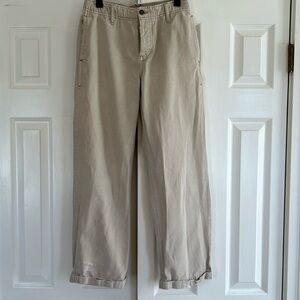 Free People Distressed Khaki Wide Leg Cropped Pants | Size 25